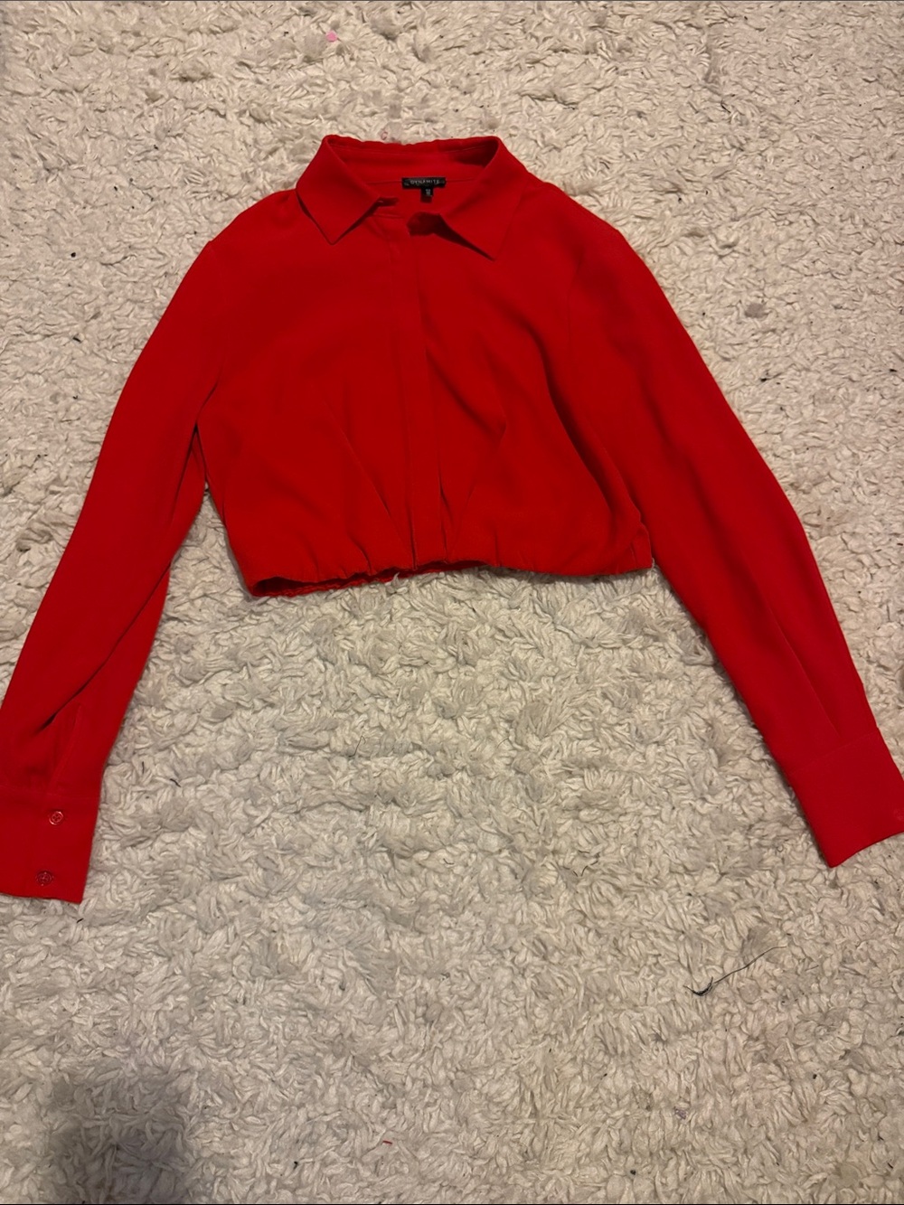 Dynamite Orange Cropped Button-Down Balloon Hem Shirt